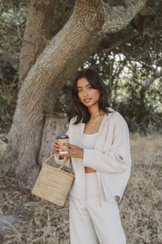 Organic Cotton Jeans Jacket in Cream via Urbankissed