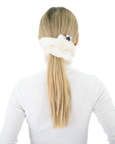 XL Angora Scrunchie - White via Urbankissed