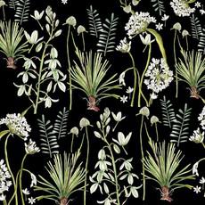 Floral Tablecloth Cotton - Greenery On Black via Urbankissed