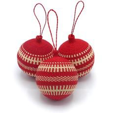 Red & White Christmas Tree Baubles Pack of 3 via Urbankissed
