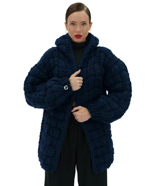 Straw Hooded Cardigan - Dark Blue from Urbankissed