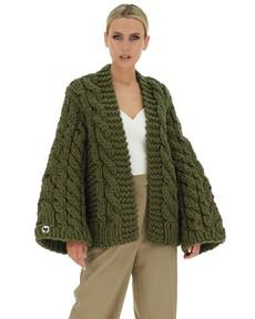 Cable Knit Cardigan - Khaki via Urbankissed