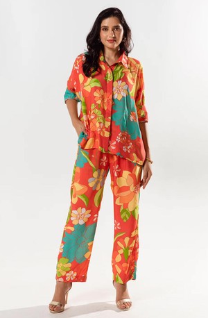 Floral Co Ord Set Orange from Urbankissed