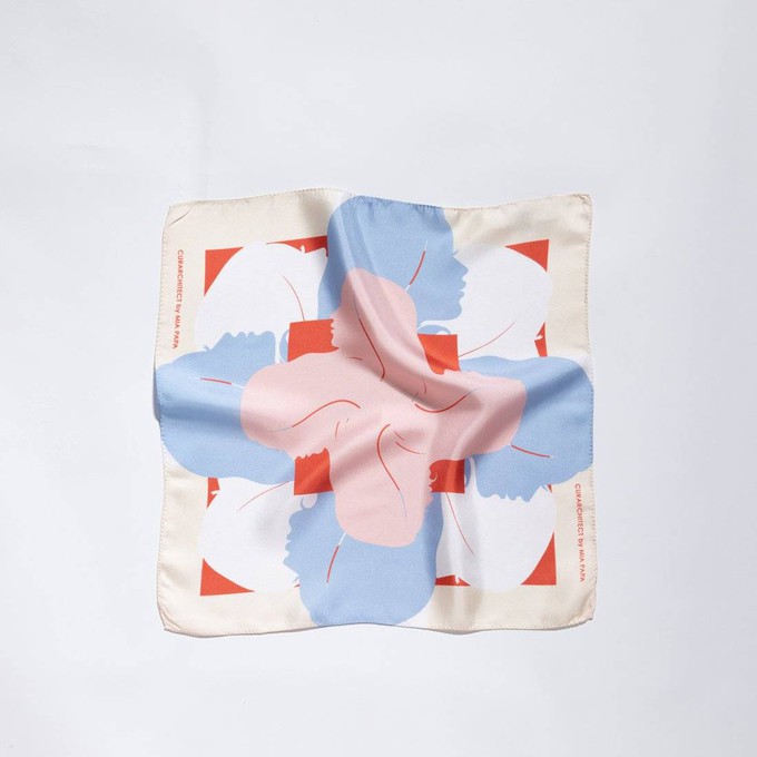 Silk Scarf - Light Blue & Orange from Urbankissed