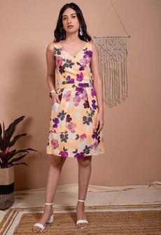 Floral Midi Dress V-Neck - Lilac Flowers via Urbankissed
