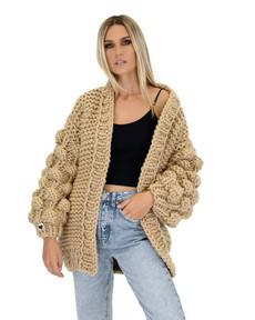 Bubble Sleeve Cardigan - New Gold from Urbankissed