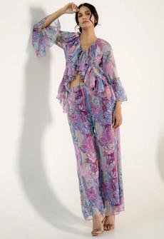 Floral Co Ord Set - Chiffon Long Sleeve Lilac via Urbankissed