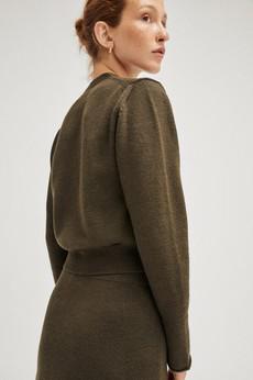 The Wool Cropped Cardigan - Military Green from Urbankissed