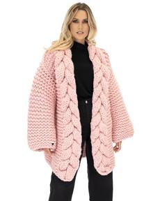 Cable Knitted Coat - Pink from Urbankissed