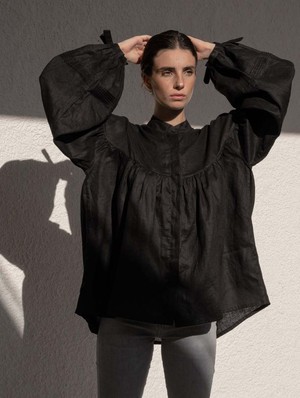 Oversized Linen Shirt - Black from Urbankissed