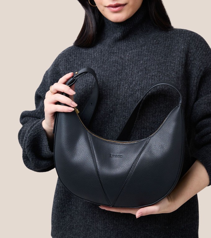 River Vegan Bio-Based Bamboo Leather Hobo Bag in Black from Votch
