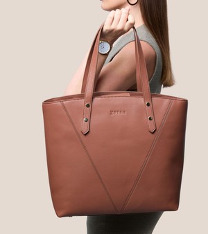 Honor Vegan Bio-Based Bamboo Leather Tote Bag in brown from Votch