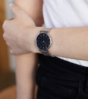 Silver & Silver with Black Watch | Mesh Petite from Votch