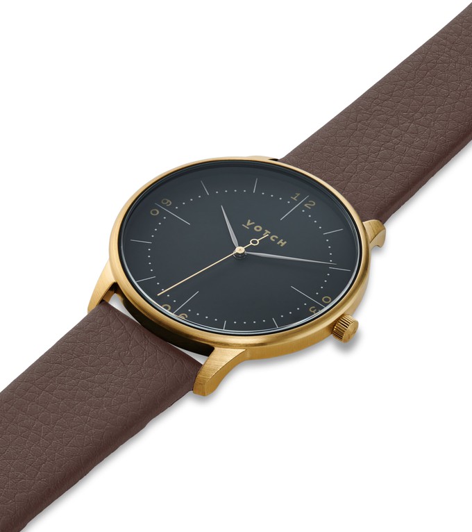 Gold & Brown with Black Watch | Aalto from Votch