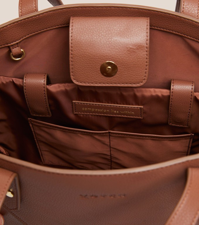 Honor Vegan Bio-Based Bamboo Leather Tote Bag in brown from Votch