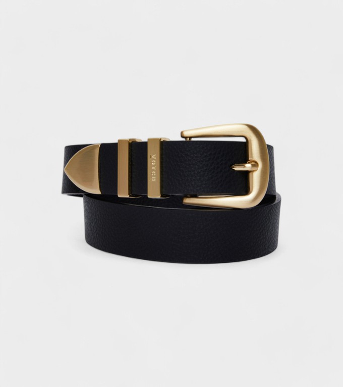 Daisy Vegan Bio-Based Bamboo Western belt in black from Votch