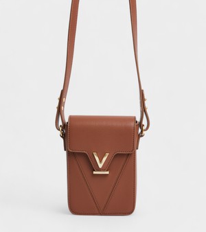 Luna Phone Bag in Brown with FREE Elia Card Holder and Raya Keyring from Votch