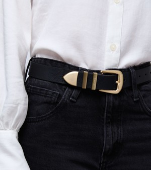 Daisy Vegan Bio-Based Bamboo Western belt in black from Votch