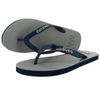 Natural Rubber Flip Flop – Grey with Navy Soles via Waves Flip Flops