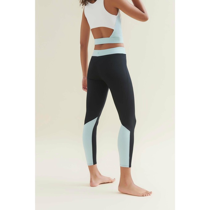 New 7/8 Dynamic Gym Leggings - Caviar Black/Sea Green from Wellicious