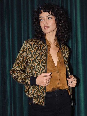 Ruth Reversible Bomber Jacket Artdeco/Black from Yahmo