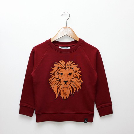 Kinds sweater ‘Oeh Lion’ – Burgundy from zebrasaurus